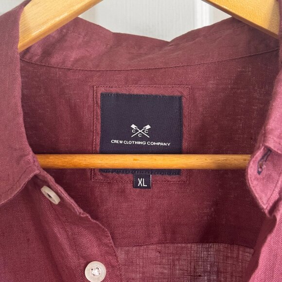 Crew Clothing Long-sleeve Button-down Linen Men's Shirt in Wine Red, XL - Picture 4 of 4